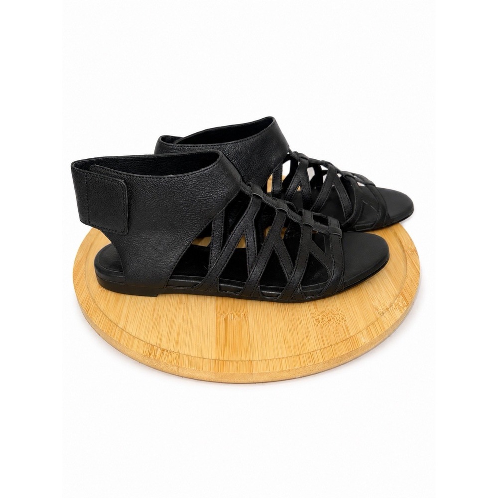 Eileen Fisher Ankle Sandals Women's Size 9 Black Leather Gladiator